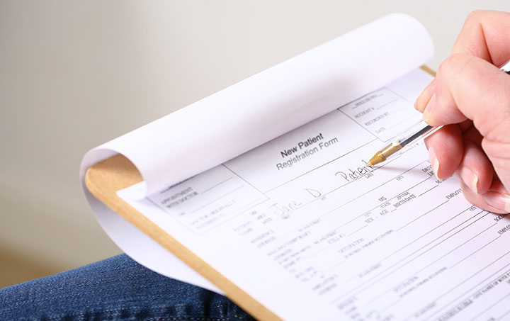 Filling out application form